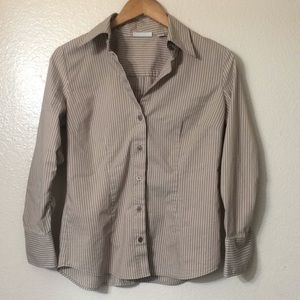 New York & Company Stretch S brown/ white shirt